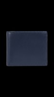 Navy blue leather bifold wallet isolated on transparent background, ready for e-commerce, print on demand, stickers, and fashion design use.