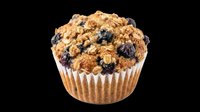 Blueberry oat muffin with crumble topping, isolated on transparent background, ready for bakery menus, stickers, t-shirt design, clipart, and print on demand use.