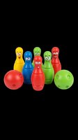 Colorful bowling pin set with smiling faces and matching balls isolated on transparent background, ready for clipart, t-shirt design, stickers, print-on-demand products and sublimation projects.