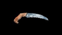 Curved pruning saw with wooden handle isolated on transparent background, ready for clipart, t-shirt design, print-on-demand products, stickers, and sublimation projects.