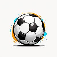 Soccer ball with dynamic orange and blue splash effect on white background, stylized sports equipment illustration for athletic and team sports designs.