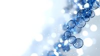 Glowing blue molecular structure on white background with bokeh light effects and soft focus, representing scientific research and biotechnology advancement.