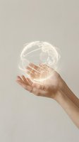 Hand holding glowing globe with world map, representing global connectivity, international business, technology innovation, and worldwide communication networks.