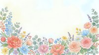 Soft watercolor floral border with roses, peonies, lavender, and wildflowers on a light background, perfect for cards and invitations.