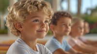 Diverse group of elementary school children sitting in classroom, focused on learning with bright natural lighting and positive expressions. Concept of education.