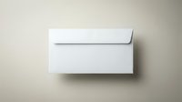 White envelope on neutral beige background with soft shadow, clean minimal design for business correspondence and mailing concepts.
