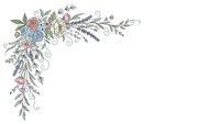 Delicate floral corner border with roses, leaves and decorative swirls on white background for wedding invitations, greeting cards and romantic designs.