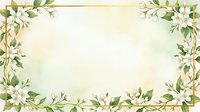 Elegant floral frame with white flowers and green leaves on soft watercolor background for wedding invitations, greeting cards and romantic designs.