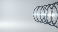Transparent coiled spring isolated on white background, ready for design use on merchandise, packaging, and technical illustrations.
