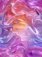 Abstract fluid art background with flowing pink, purple and orange iridescent waves creating dynamic marble effect for luxury design projects.