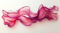 Flowing pink and purple silk fabric waves creating elegant abstract curves and movement against light background. Soft transparent material in motion.