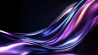 Luminous flowing waves in purple, blue and pink colors on black background create dynamic abstract composition with glowing light effects and smooth curves.