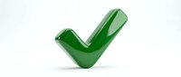 Green glossy checkmark symbol isolated on white background for approval, success, and confirmation concepts in business presentations.