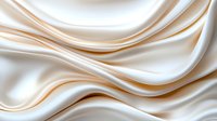 Luxurious cream white silk fabric with smooth flowing waves and soft folds creates elegant abstract background texture for wedding and fashion designs.