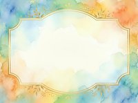 Watercolor frame with soft pastel gradient background featuring ornate gold border and decorative floral corners, isolated on white for invitations, cards, and design projects.