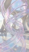 Iridescent holographic ribbons swirling in elegant curves with rainbow reflections and soft bokeh lights creating dreamy abstract composition for luxury design projects.