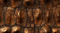 Extreme close-up of brown leather texture showing natural cracks, wrinkles and worn surface pattern. Rich sepia tones create dramatic lighting effects.