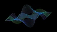 Abstract flowing wave lines in blue and green colors on black background for modern digital design projects and technology presentations.