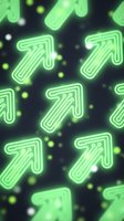 Glowing neon arrow symbols pointing upward on dark background with floating particles, representing growth, progress, and digital advancement for web design and marketing materials.