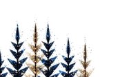 Minimalist winter forest pattern with stylized pine trees in navy blue and gold tones on white background, creating modern Nordic design element.