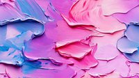 Vibrant pink and blue oil paint texture with thick brushstrokes creating dynamic movement and abstract waves, macro close-up showing rich impasto technique and artistic detail.