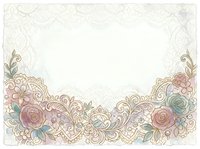 Ornate floral border with roses and scrollwork on cream background, isolated design element suitable for invitations, cards, and decorative projects.