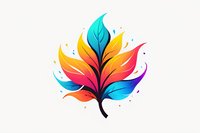 Vibrant autumn leaf in gradient colors from turquoise to orange, red and blue with decorative splashes on white background, isolated design element for seasonal decor.
