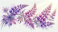 Watercolor purple lavender flowers and leaves arrangement on white background. Botanical floral elements for wedding invitations, greeting cards and decor.