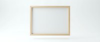 Empty wooden picture frame on white background isolated for mockup design and home decor projects.