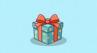 Wrapped gift box with red ribbon bow and blue checkered pattern on light blue background, isolated for design use.