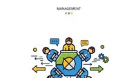 Business team collaboration around circular table with diverse professionals discussing strategy and workflow management processes.