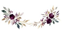 Watercolor floral border with burgundy roses and autumn leaves on transparent background for wedding invitations and greeting cards.
