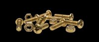 Brass screws, bolts, and nuts isolated on transparent background, ready for design use in clipart, print-on-demand products, sublimation, stickers, and digital crafts.