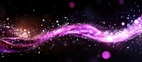 Magical glowing wave with sparkles and light effects in dark space, pink and purple cosmic energy stream with bokeh particles and stardust trail.