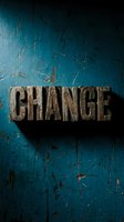 Rustic wooden letterpress word CHANGE on a grunge blue textured wall, evoking transformation, motivation, and growth concepts.