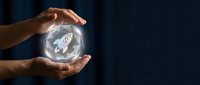 Hands protecting glowing light bulb with dollar sign inside representing financial innovation and investment protection concepts for business growth.