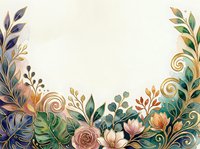 Ornamental floral border with hand-drawn botanical elements, roses, and decorative scrolls on cream background. Isolated design for invitations, cards, and wedding stationery projects.
