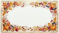 Autumn harvest frame with fall foliage, pumpkins, and berries on white background, isolated design element for seasonal greeting cards and invitations.
