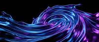 Neon glowing liquid waves with vibrant blue and purple streaks flowing dynamically against dark background. Modern digital art for graphic design and creative projects.