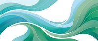 Abstract flowing waves in turquoise and green gradient colors creating dynamic movement on white background for modern design projects.