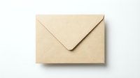 Kraft paper envelope isolated on white background, closed flap, eco-friendly brown recycled cardboard mail concept for correspondence and design.