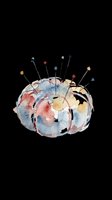 Watercolor brain illustration with colorful pins and needles isolated on transparent background, ready for t-shirt design, clipart, stickers, sublimation, and print-on-demand products.