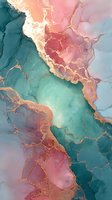 Luxurious abstract marble texture with teal, pink, and gold veining. Fluid art design for modern interior decor backgrounds.