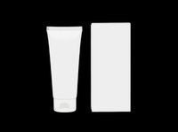 Cosmetic tube and blank box packaging mockup isolated on transparent background, ready for branding, product design, sublimation, print-on-demand, and t-shirt applications.