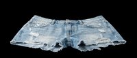 Distressed denim mini shorts isolated on transparent background, ready for fashion clipart, t-shirt design, print on demand, stickers, and sublimation projects.