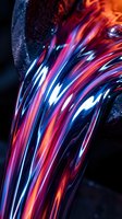Vibrant neon light streaks flowing in pink, blue, and orange hues against dark background. Modern digital art for tech, energy, and innovation concepts.