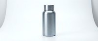 Stainless steel water bottle with screw cap on white background, suitable for beverage storage and hydration product marketing.