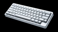 Compact mechanical keyboard with white keycaps isolated on transparent background, ready for tech clipart, stickers, print on demand, and t-shirt design use.