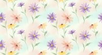 Watercolor floral seamless pattern with purple and peach flowers on light background. Repeating botanical design for fabric, wallpaper and decorative projects.
