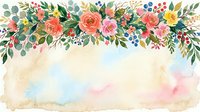 Watercolor floral border with coral, pink and yellow roses, eucalyptus leaves and berries on soft pastel background. Perfect for invitations and designs.